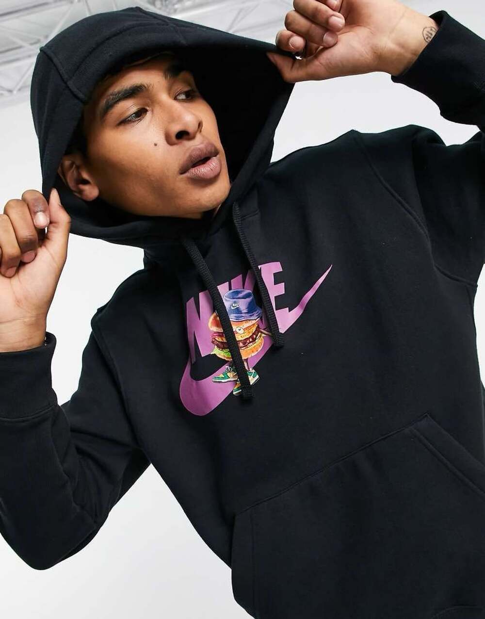 Nike Burger Bucket Fleece Hoodie Size S Black DN5180-010